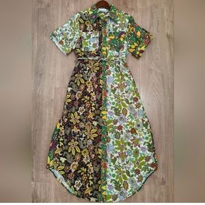 ALEMAIS Isabella Mixed Floral Linen Shirtdress